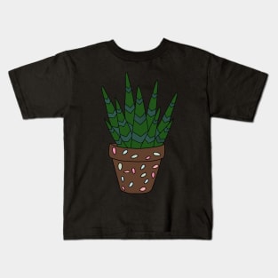 Cute Cactus Design #140: Haworthia Inspired Succulent In Terra-Cotta Pot Kids T-Shirt